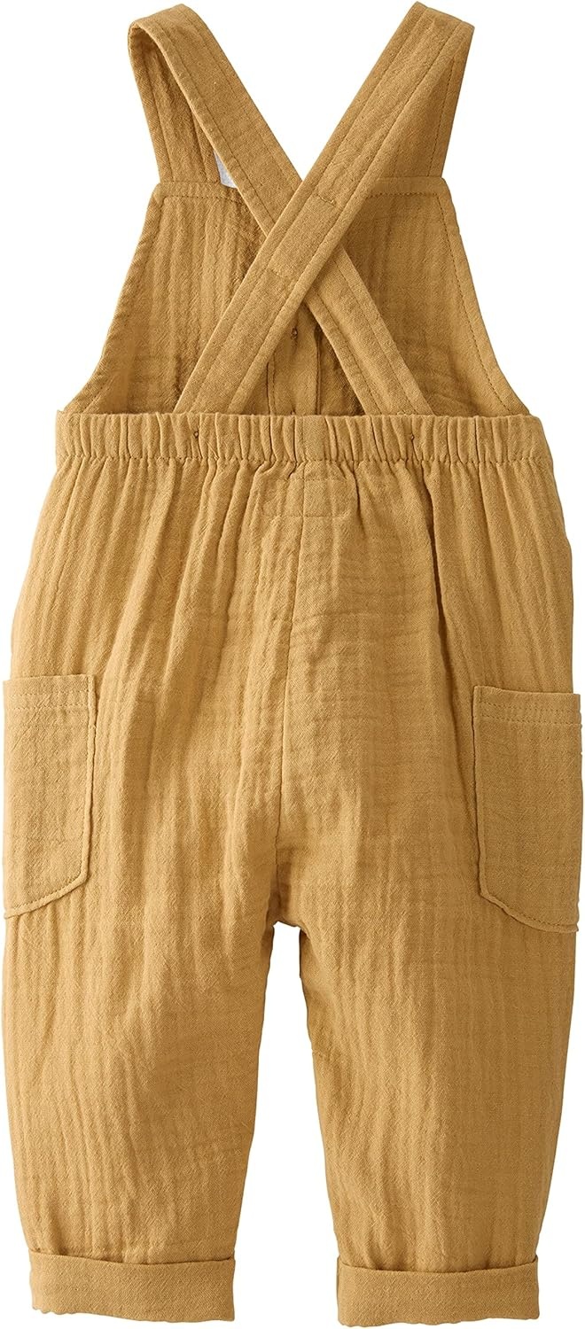 image:imagelittle planet by carters babygirls Organic Cotton Gauze Overall JumpsuitOchre Solid