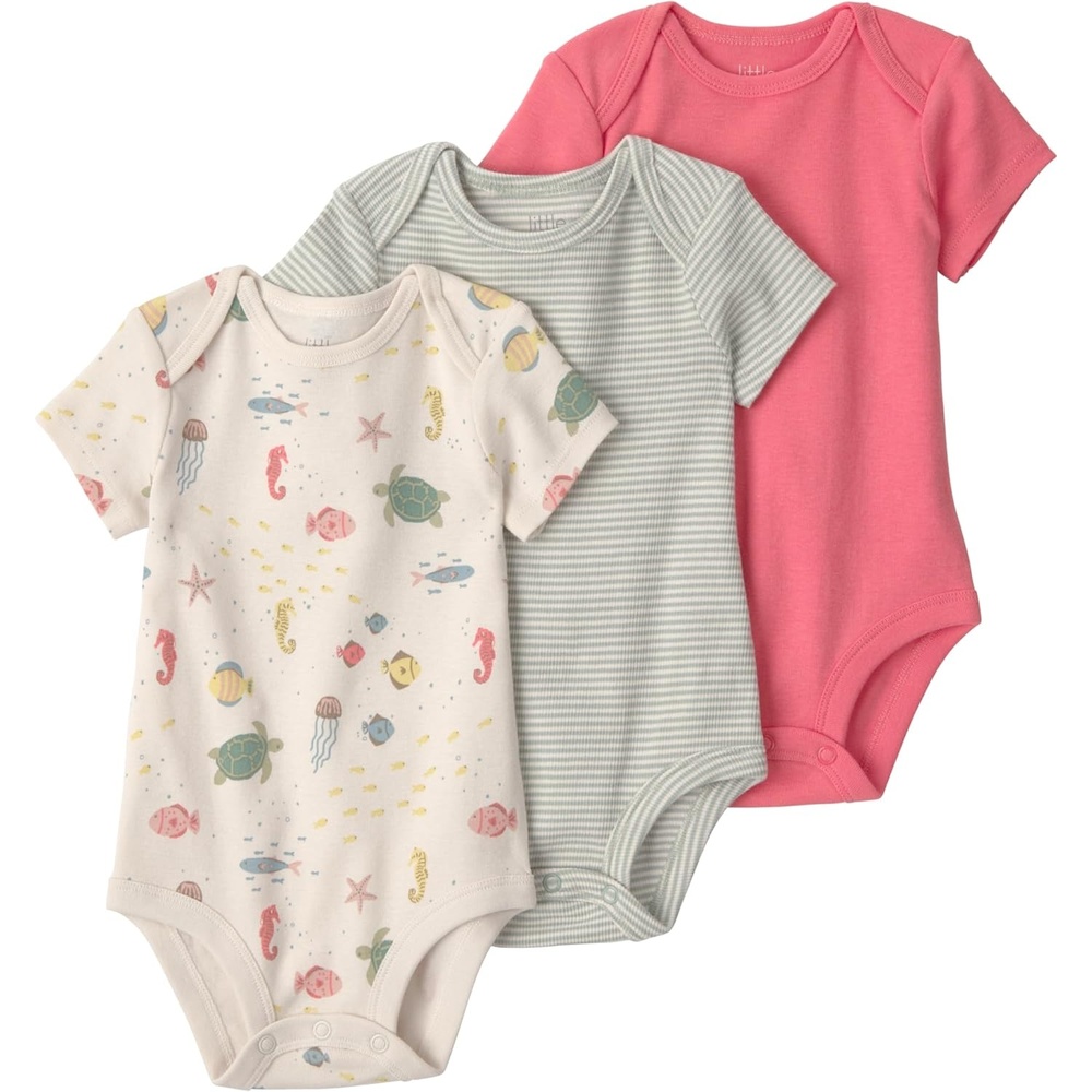 image:imagelittle planet by carters Unisex Baby 3pack Short Sleeve Bodysuits Made With Organic CottonSea Life